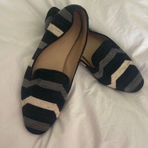 J. Crew Black and Gray Patterned Loafers